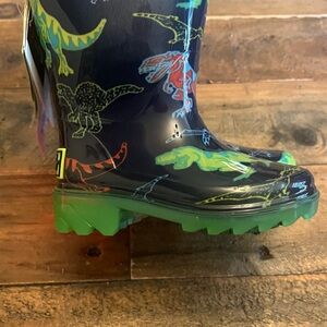 Western Chief Navy and Green Dinosaur Rain Boots
